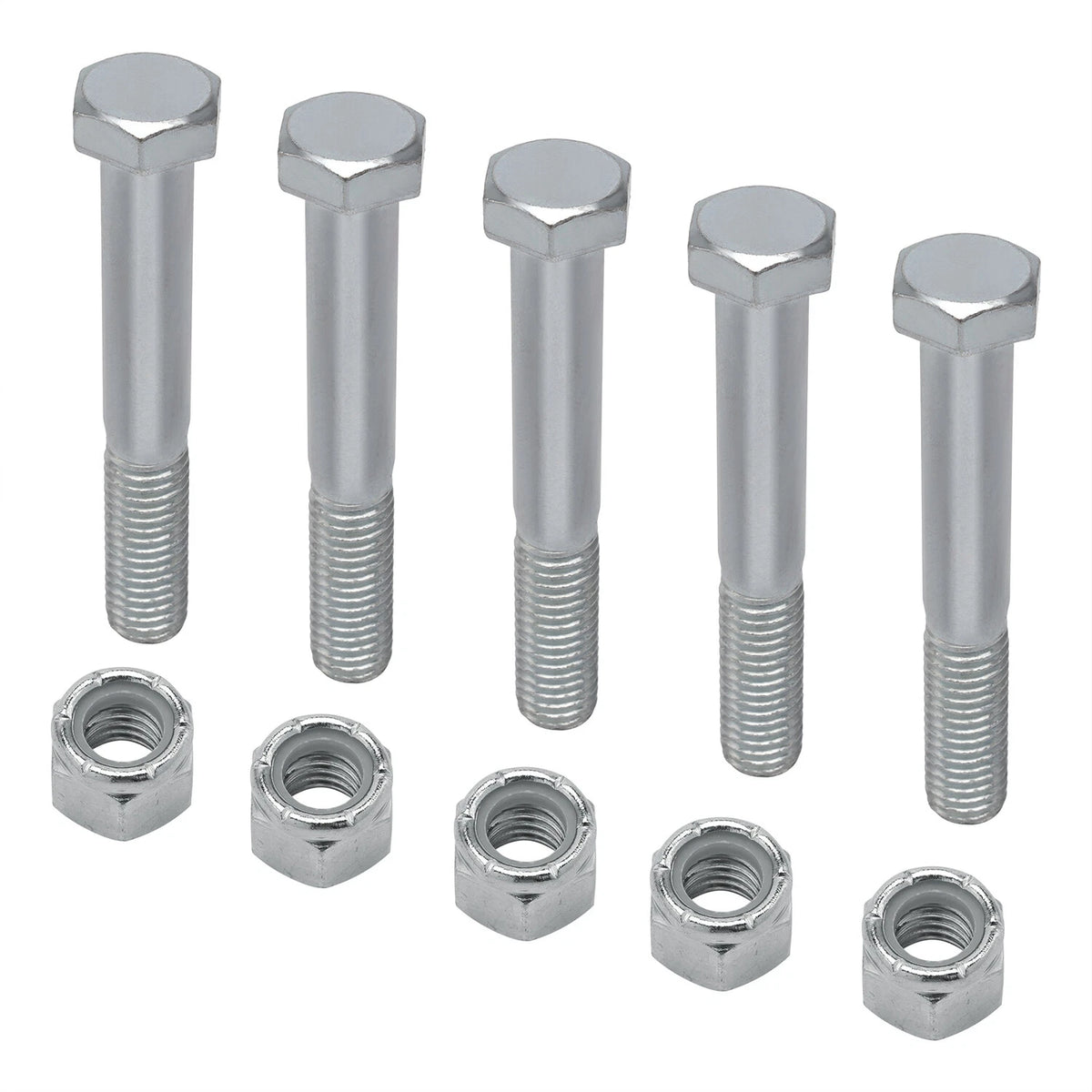 5 Pack Grade 2 Shear Bolts for Rotary Cutters 1/2" X 3-1/2" with Nylock Nuts