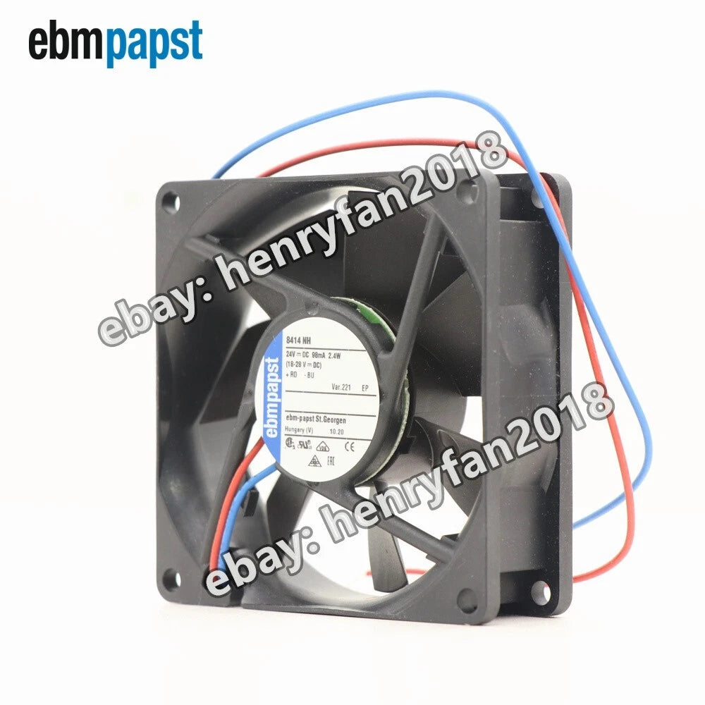 For ebmpapst 8414NH-221 Axial Fan DC 24V 2.4W 98mA 80*80*25mm 2wires Cooling Fan