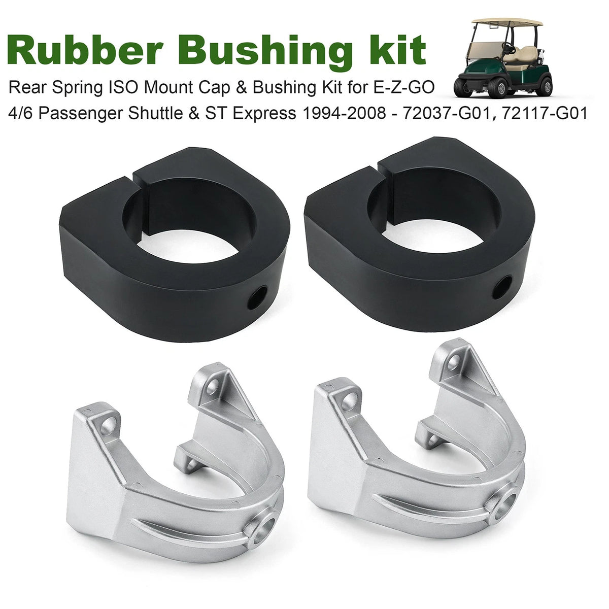 For E-Z-GO Workhorse 800/1200 Rear Spring ISO Mount Cap with Rubber Bushing