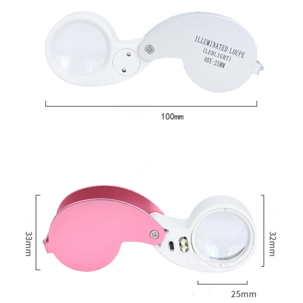 2Pcs Alloy 40X Magnification Loupe Jewelry Eye Glass Printing Magnifier qq