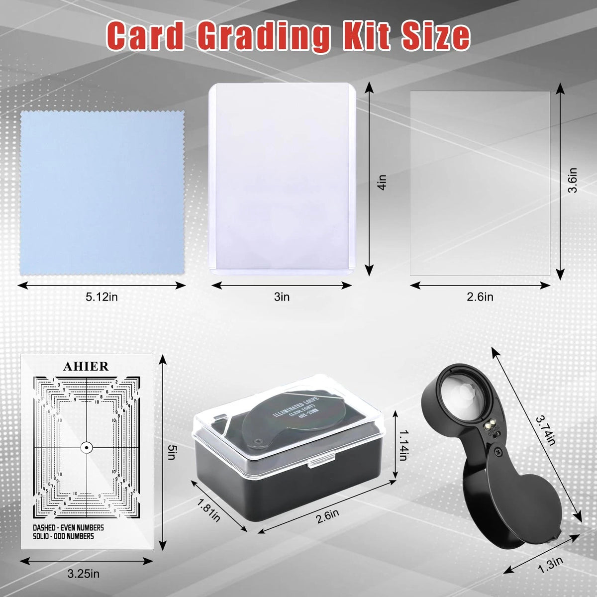 AHIER 139PCS Card Grading Kit, Centering 2.5 x 3.5 inches, blue,white