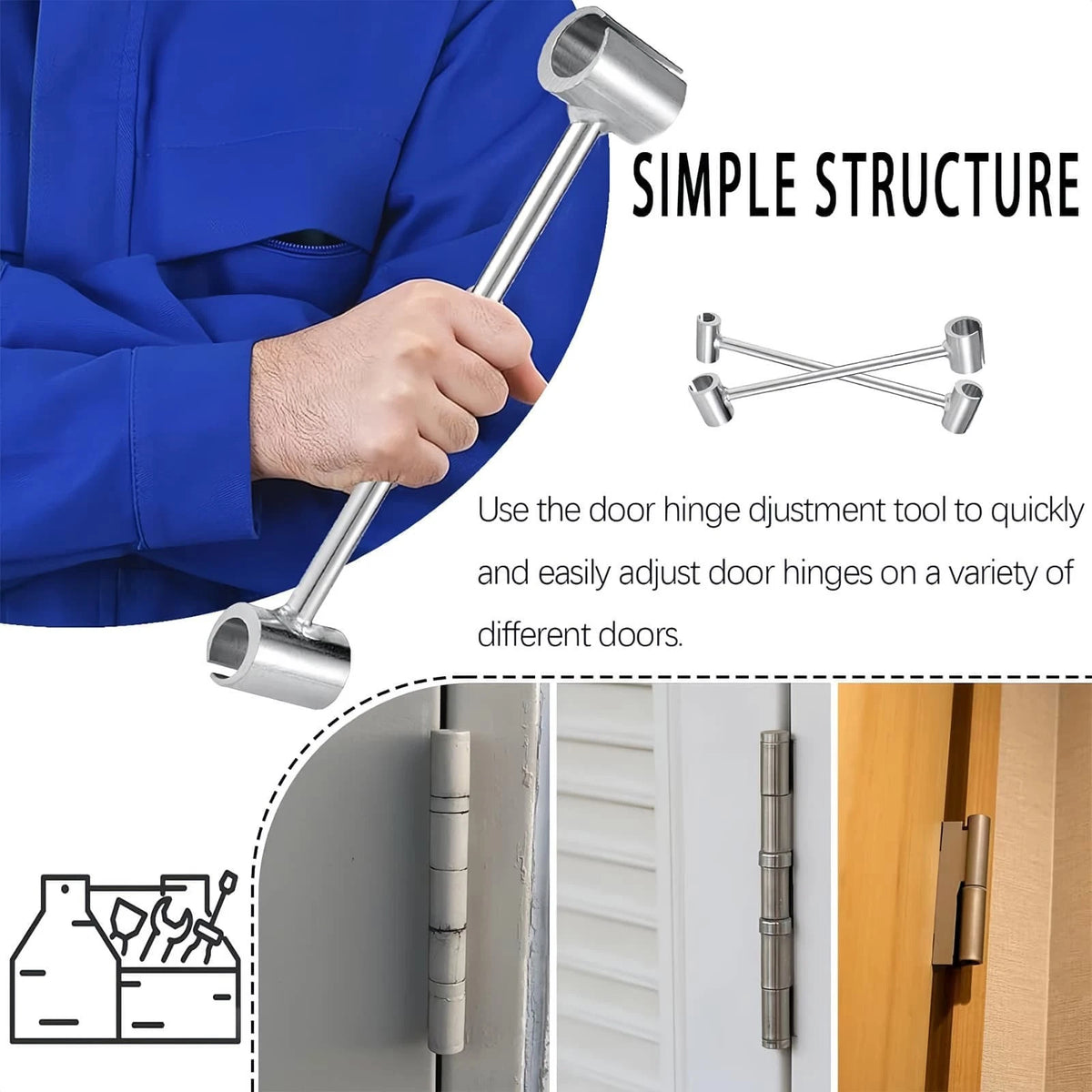 Hinge Wrench for Door Gap Adjustment Metal Silver Double-End 8-19mm Clean Room