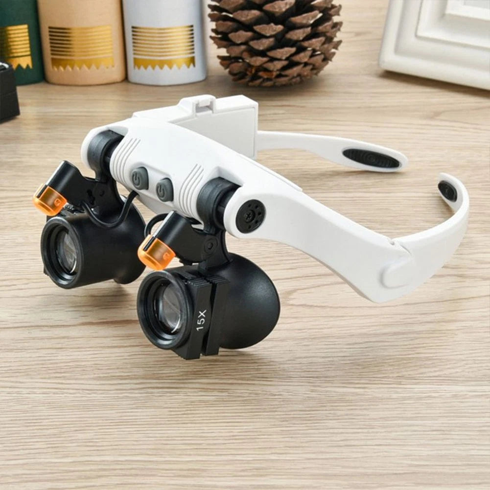 3-10X Adjustable LED Headband Magnifying Glasses Jeweler Watchmaker Repair Tool