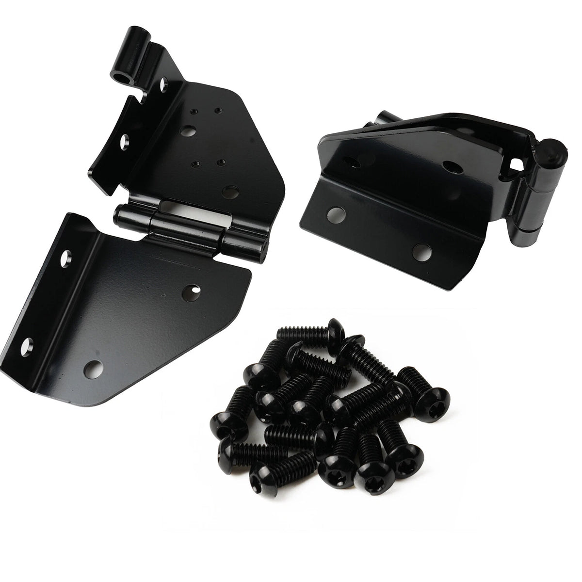 Black windshield frame hinge pair for Jeep CJ / Wrangler YJ, 1976-1995