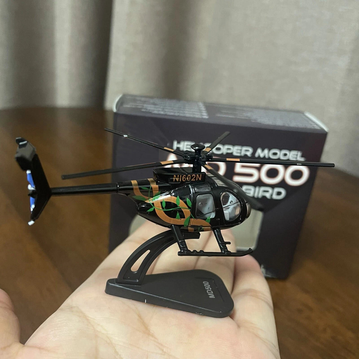 7.4cm Diecast Alloy 1/100 Scale USA Bird MD500 Helicopter Model Static Display