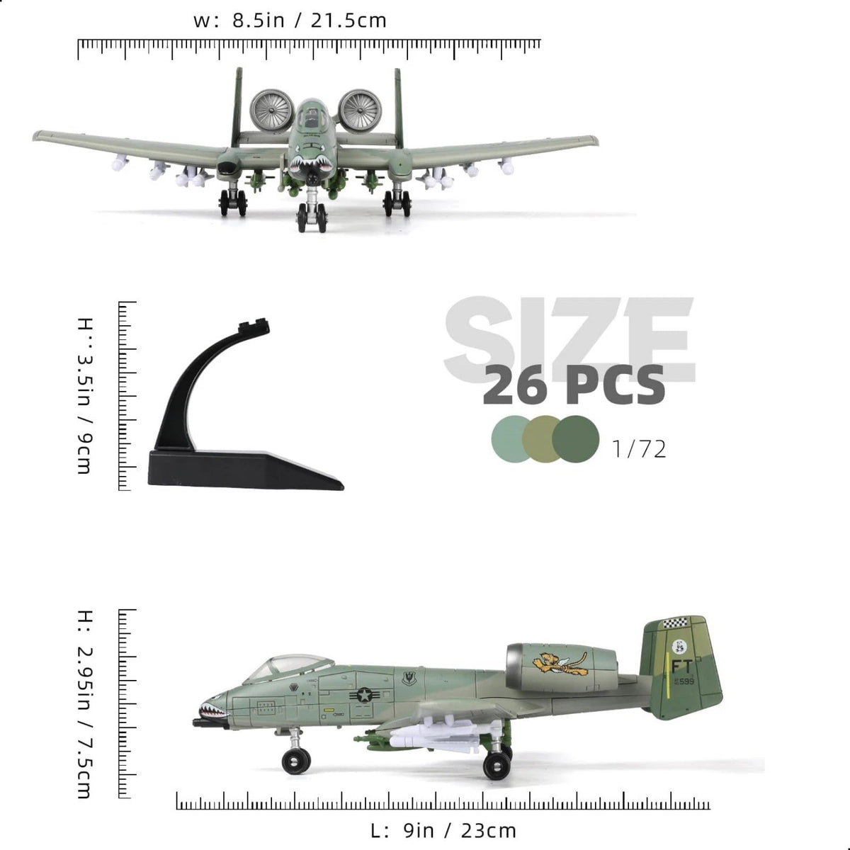 1/72 A-10 Thunderbolt II Warthog Attack Aircraft USAF Assembly Model DIY Set
