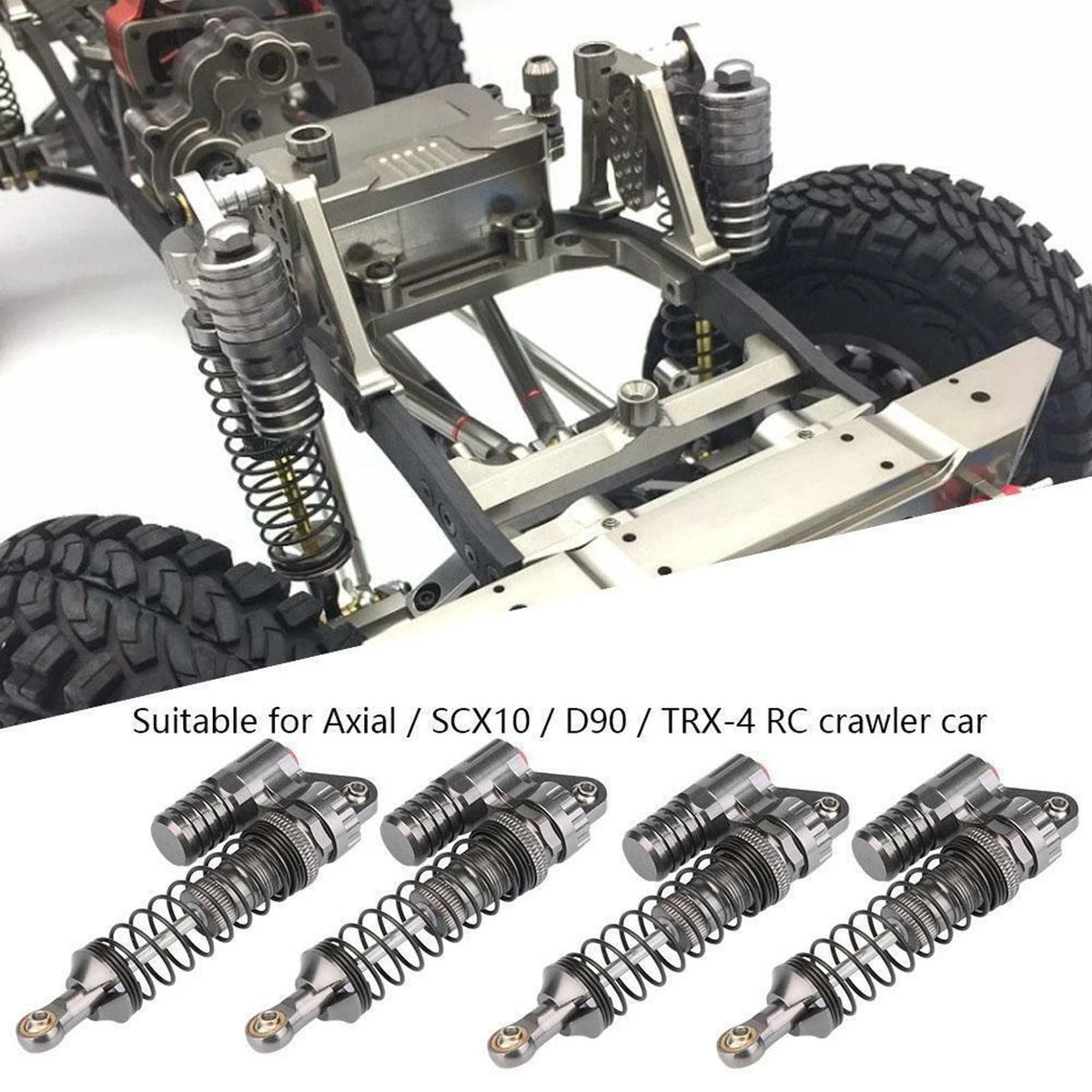 4Pcs 1/10 100mm Adjustable Shock Absorber For Axial SCX10 TRX-4 RC Crawler Car