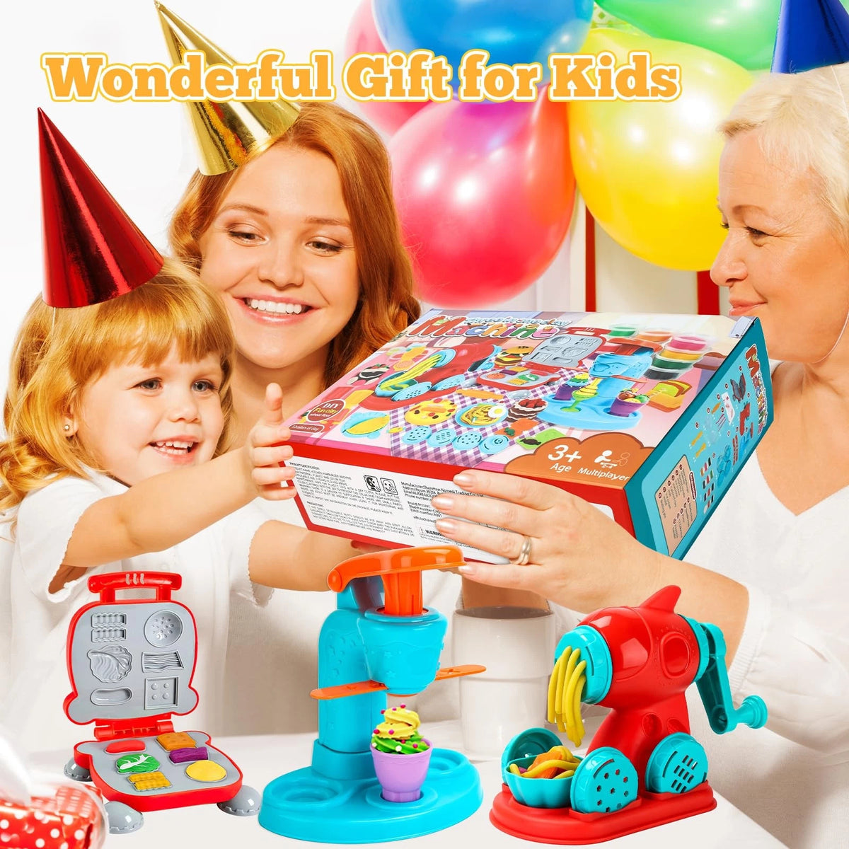 Aprilwolf 59 PCS 3 in 1 Dough Sets for Kids Ages child-size, Multicolor