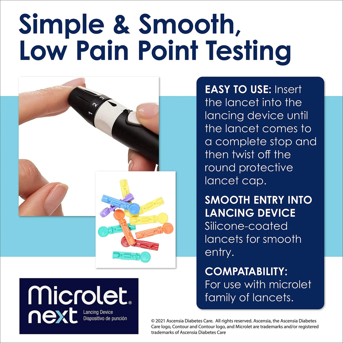 Ascensia MICROLET Lancets for Glucose 100 Count (Pack of 1), White, Green