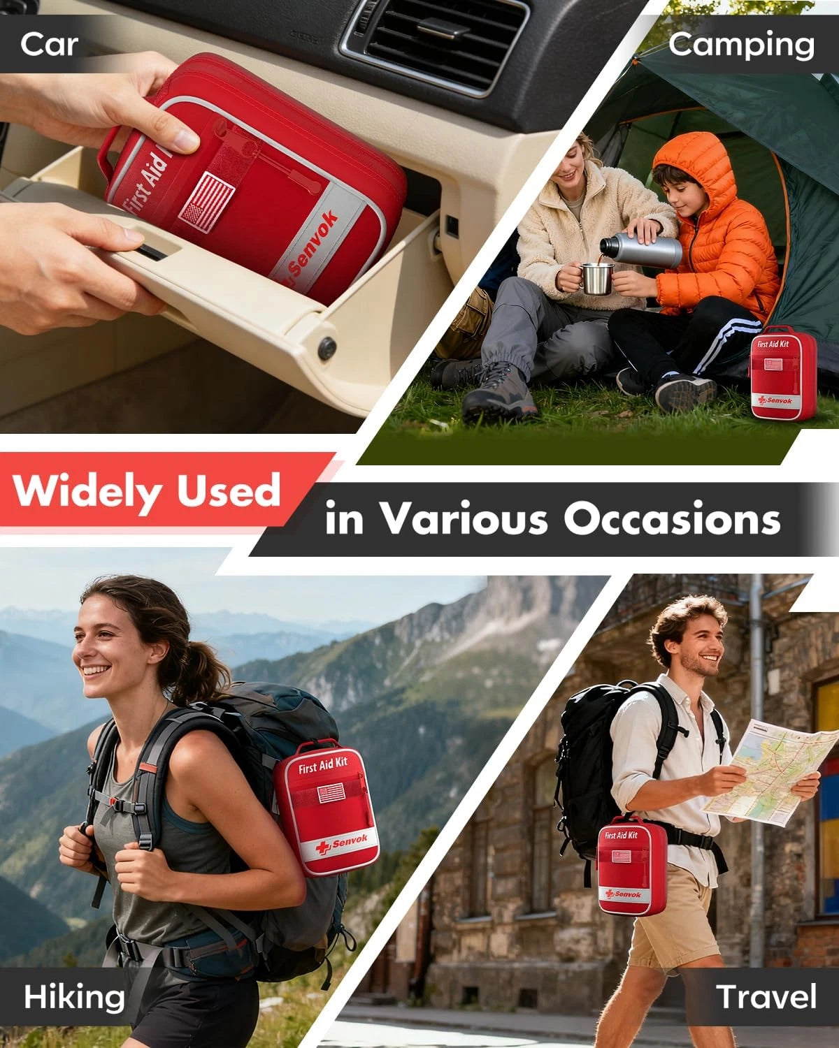 Senvok 121 Pcs Small First Aid Kit for Car, Camping, Outdoor Small, Red