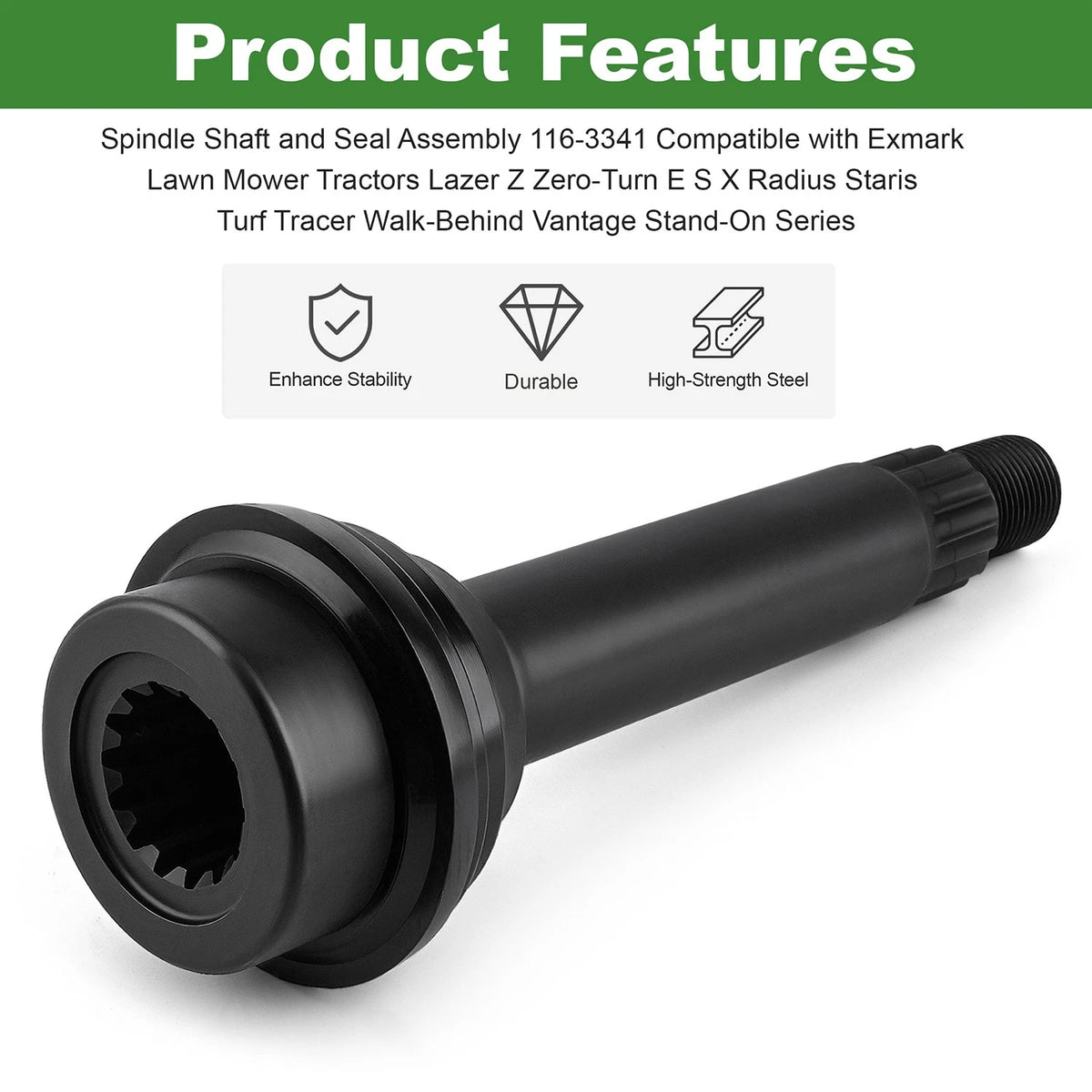 116-3341 Spindle Shaft and Seal For Exmark Lazer Z Radius