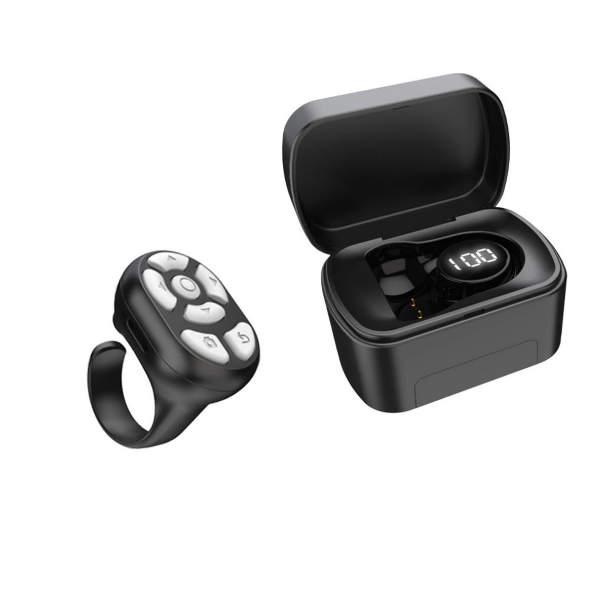 Mobile Phone Bluetooth Remoter Ring W/Charging Bin Efficient E-book Page Turner