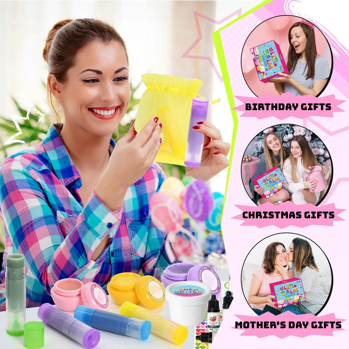 GZDUCK Lip Balm Making Kit- 42Pcs Set for Standard, pink