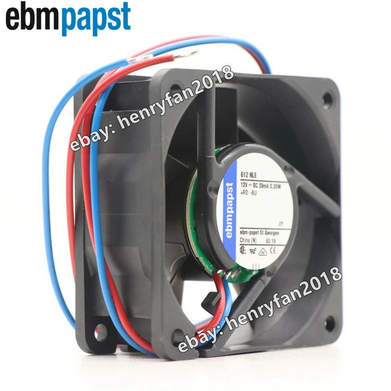 Ebm-papst 612NLE Axial Fan DC 12V 0.35W 29mA 60*60*25MM 19m3/h Cooling Fan 2Wire