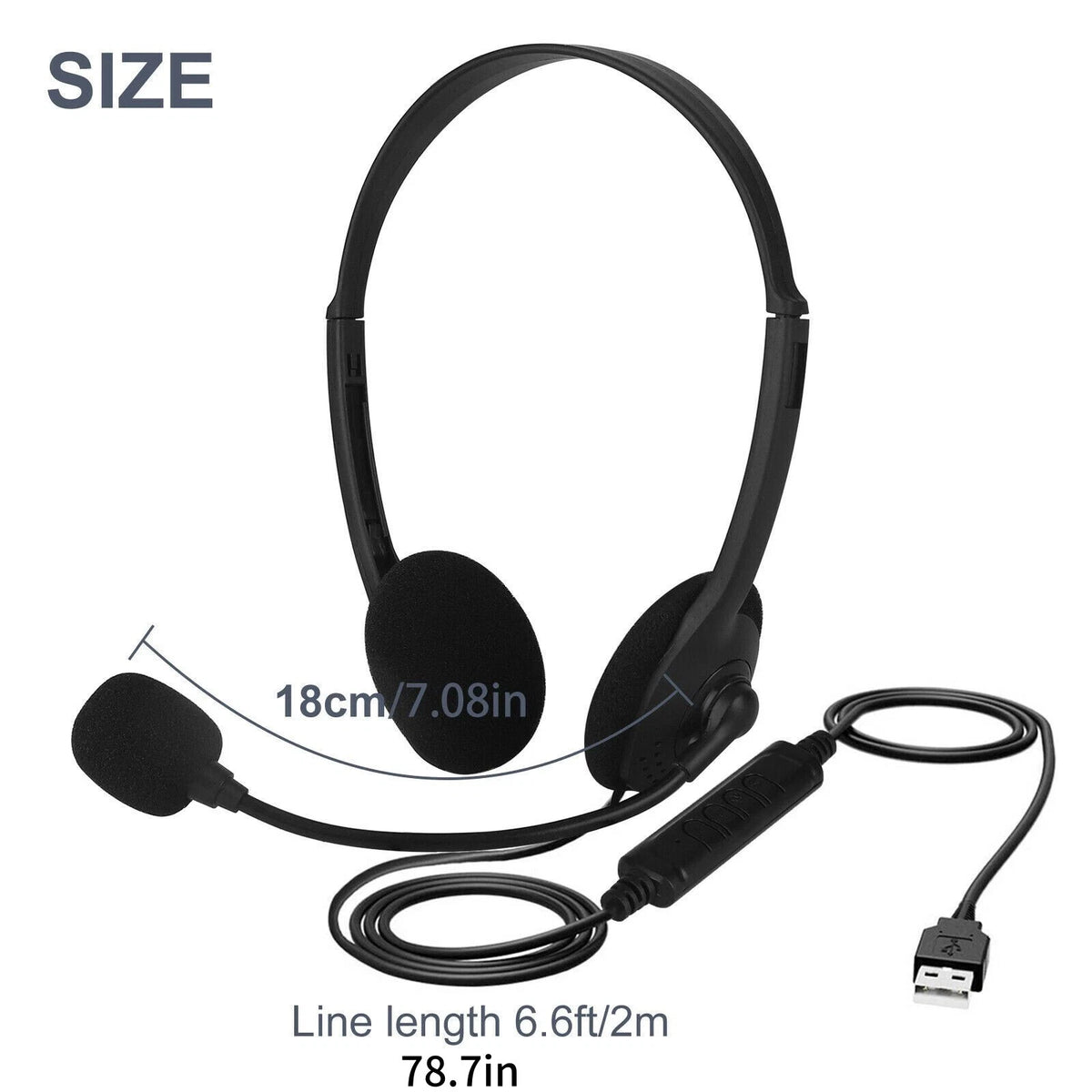 USB Headphone With Flexible Microphone Boom For Customer Service Job Call Center