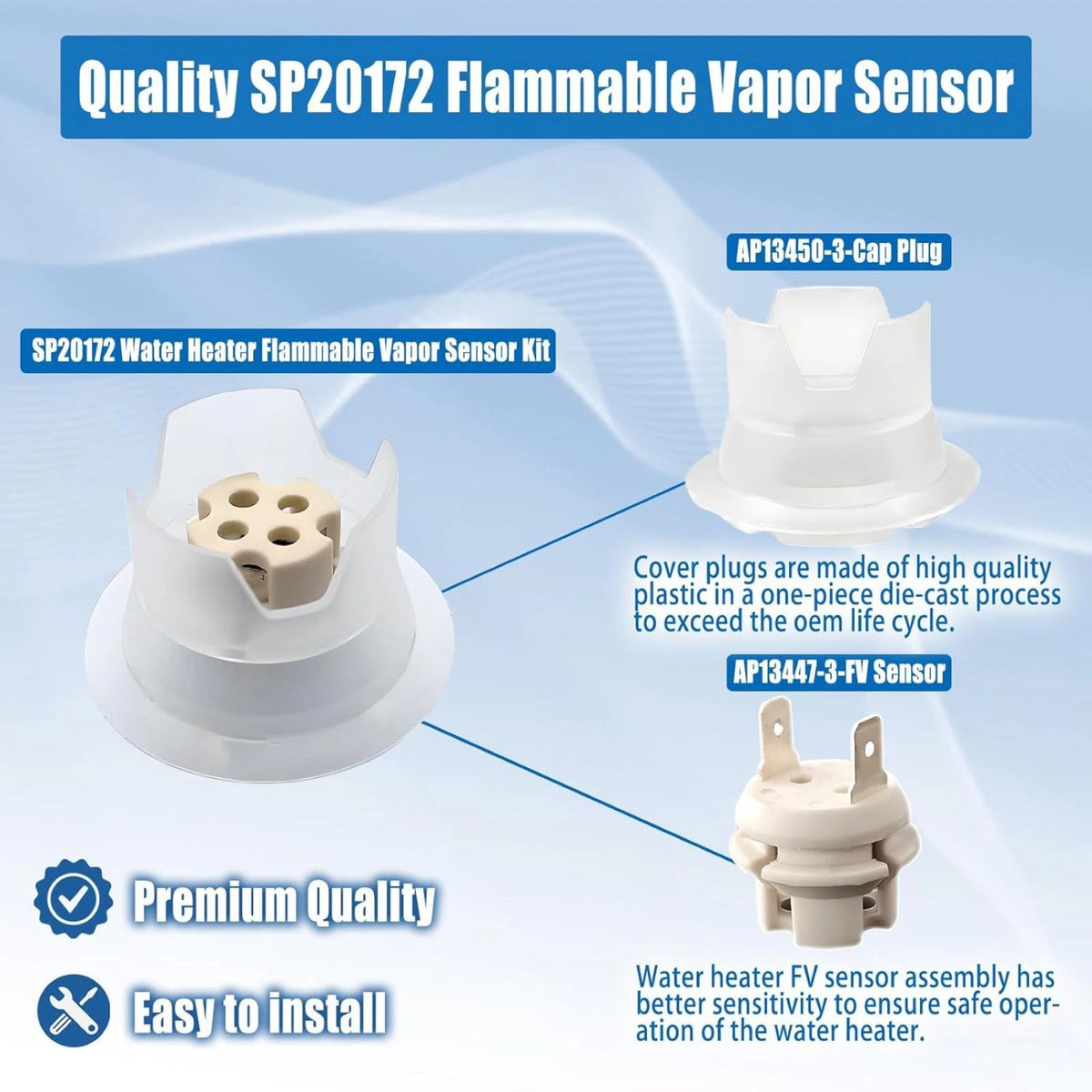 White Water Heater Flammable Vapor FV Sensor Kit SP20172 For Richmond