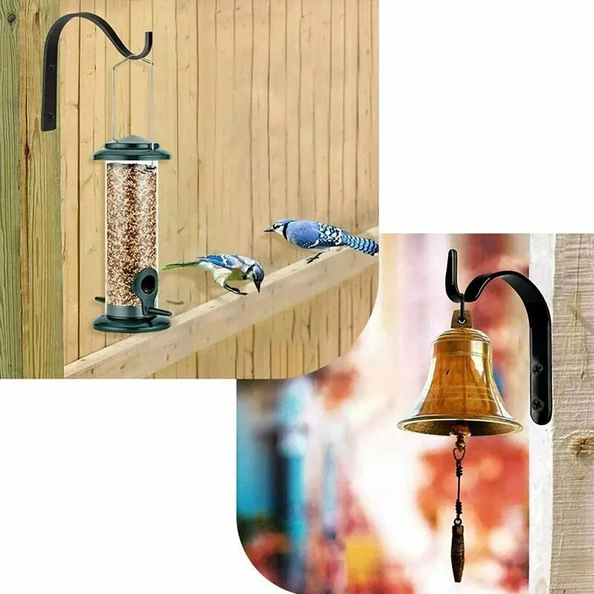 10X Metal Hanging Basket Brackets Garden Plant Hanger Hook Wall Garden Decor