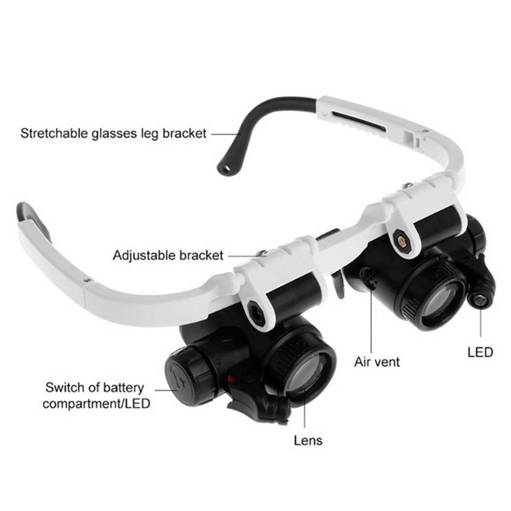 LED 8X 15X 23X Adjustable Magnifier Grass Eye Loupe Lens Jewelry Watch Repair