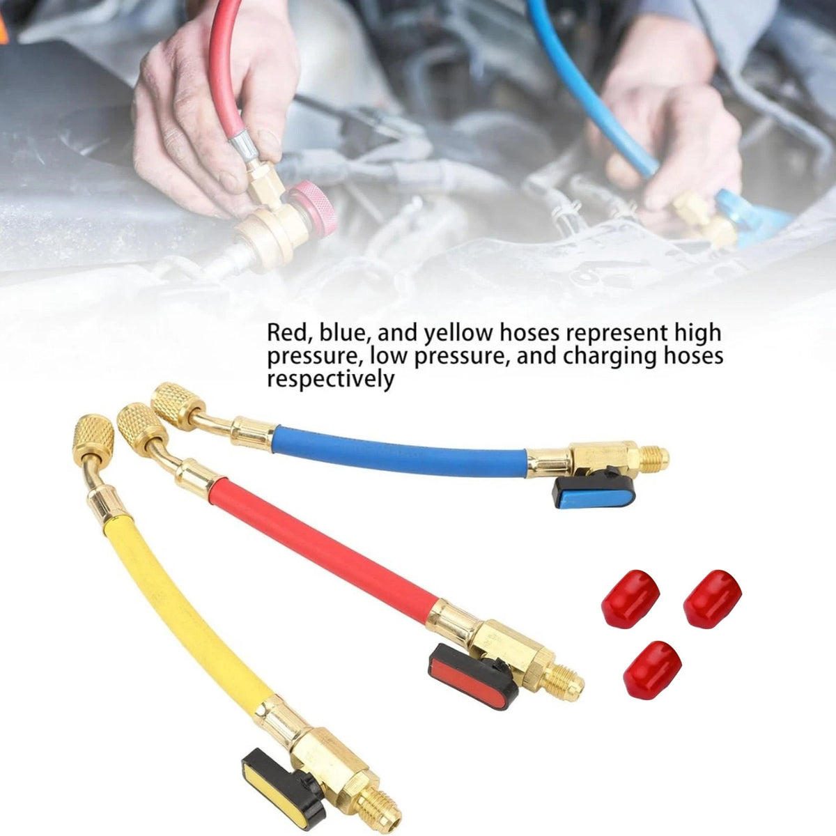 For R134A R410A Refrigerants 1/4" SAE Ball Valves Hose Great Compatibility
