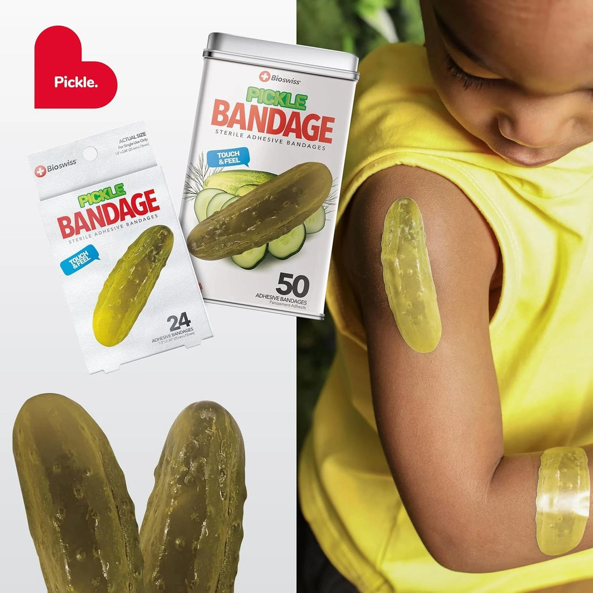 BioSwiss Bandages, Pickle Shaped Self Adhesive Bandage, Latex 24-Count Box