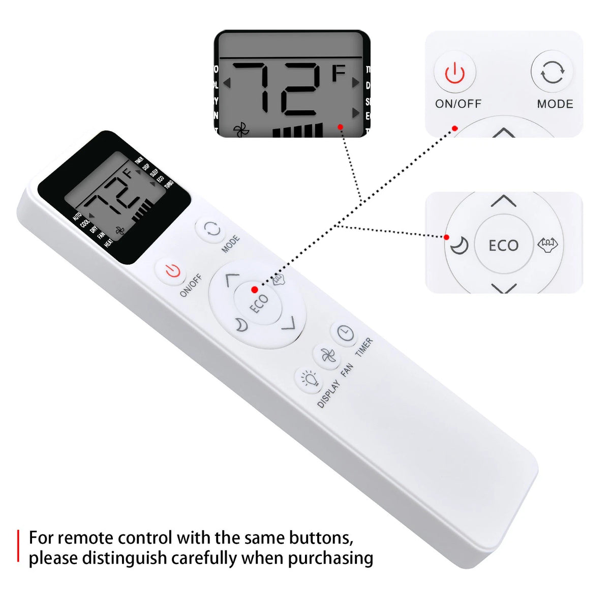 Remote Control For EQK Emerson Quiet Kool Window Air Conditioner EARC12RE1