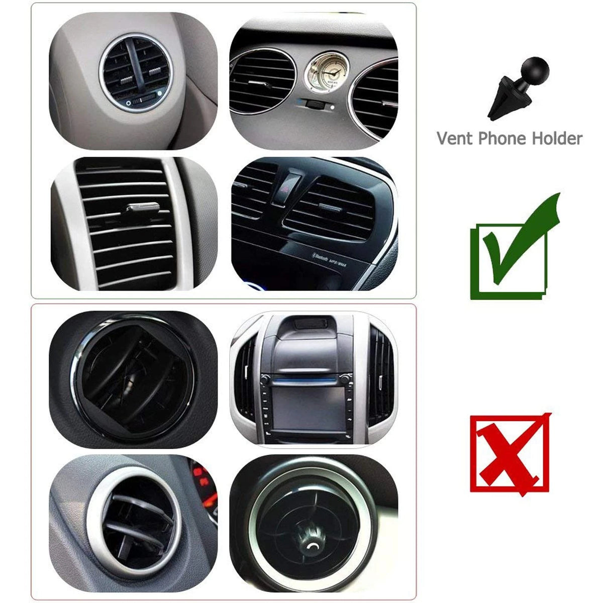 Vansky Car Phone Holder Mount, 3-in-1 Universal Cell 3 in 1 Black