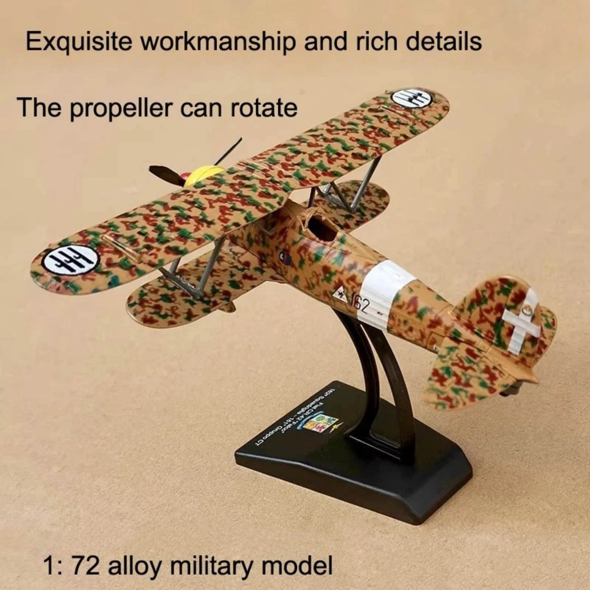 Version 11cm Diecast Alloy 1/72 Scale WWII Italian FIAT CR.42 Falco Model