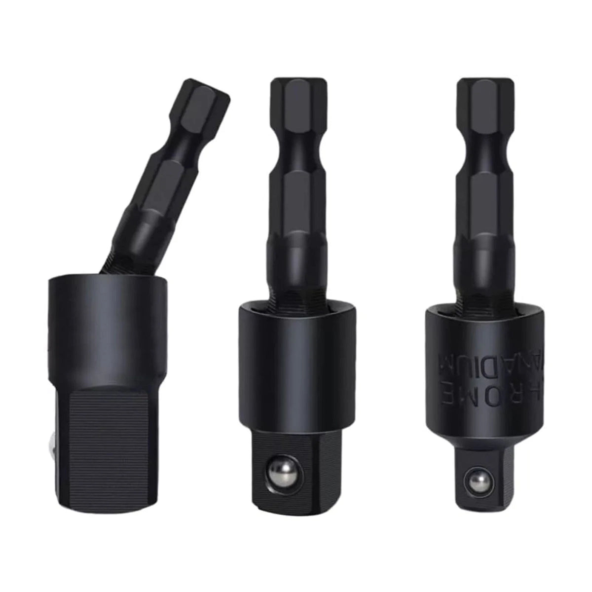 3pcs 360 Degree 1/4in Hex Shank 1/4in 3/8in 1/2in Extension Socket Adapter