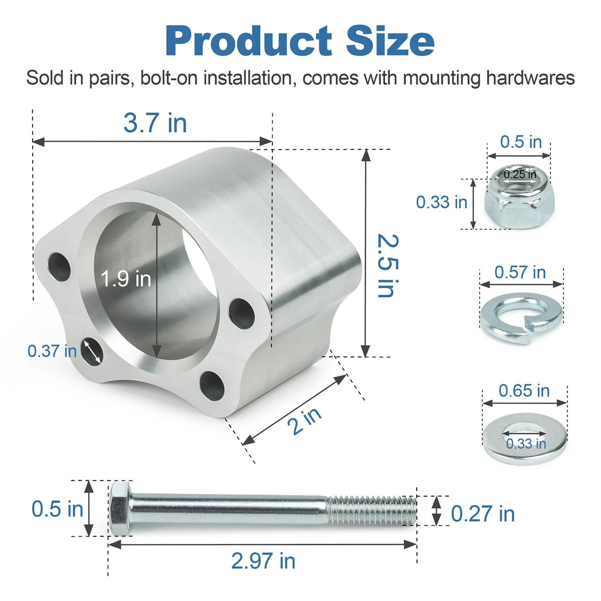 Silver 2 Inch UCA Ball Joint Spacers Leveling Kit For Chevrolet Silverado GMC