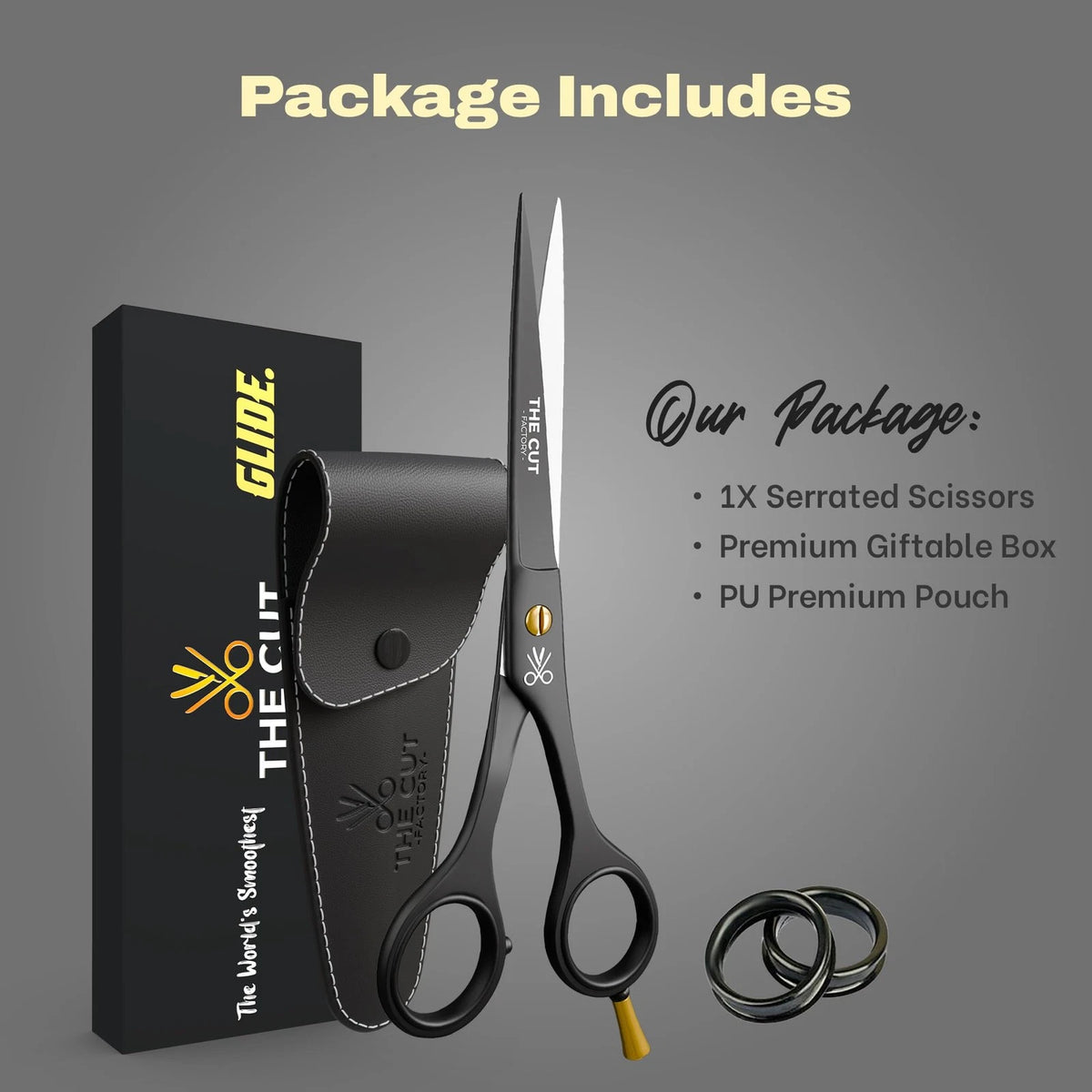 The Cut Factory® 6.5” Matte Black Luxury Hair Scissors – 6 Inches,