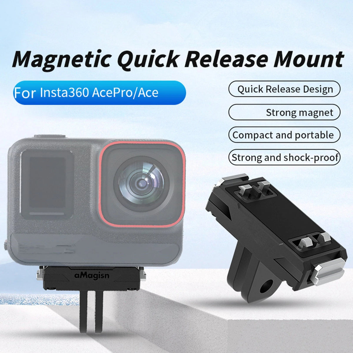 1*ABS Camera Magnetic Quick Release Mount Base Adapter For Insta360 AcePro/Ace