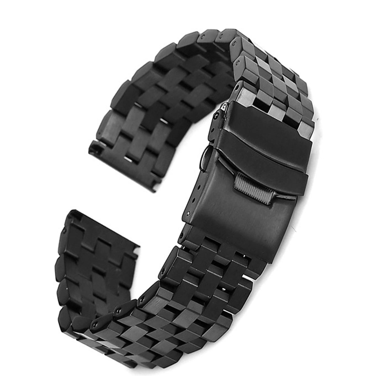 Black 22mm Width Watch Band Strap Bracelet Link Solid Watchband Replacement.