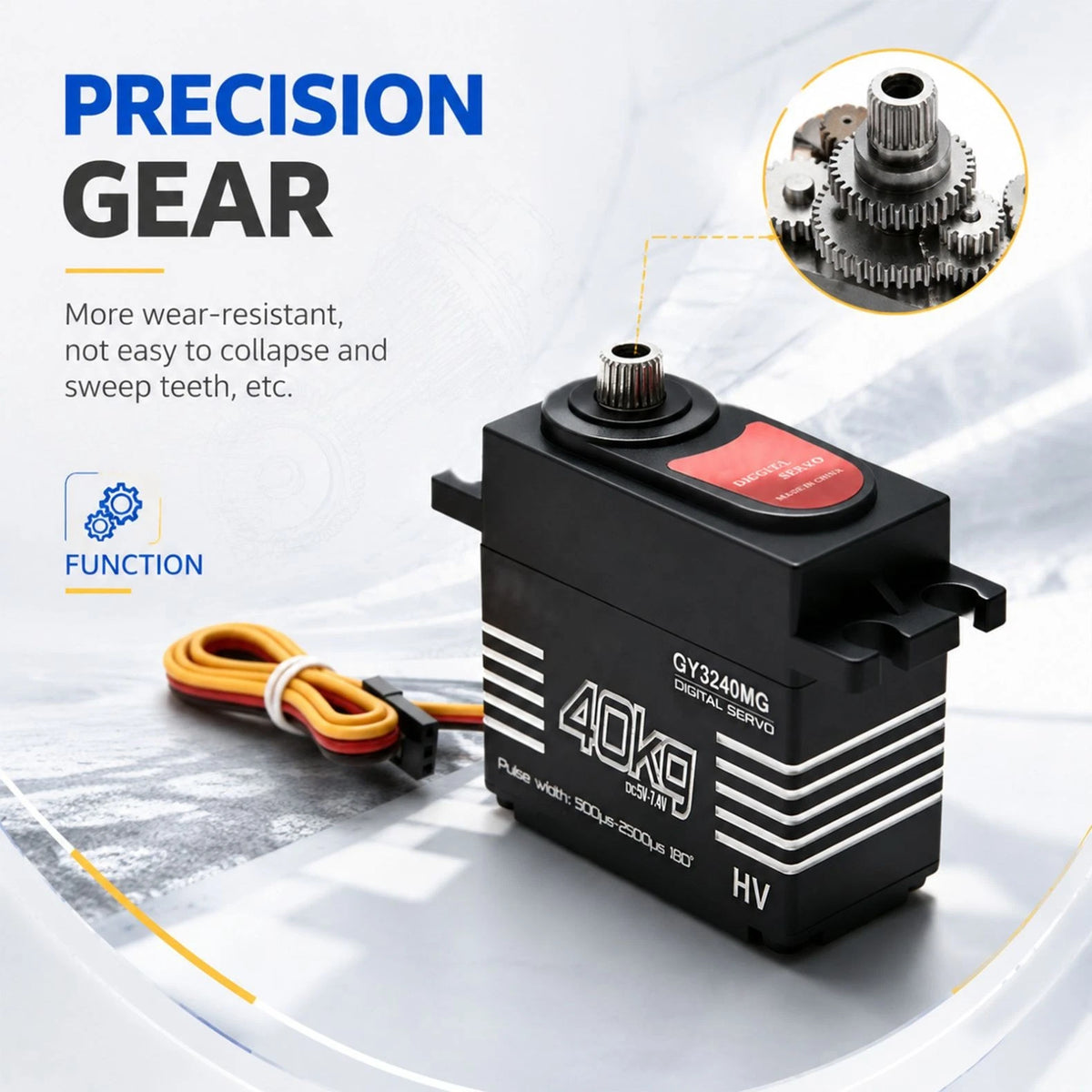 25T Arm High Torque 40kg Metal Steering Gear Digital Servo For 1/8 1/10 RC Car