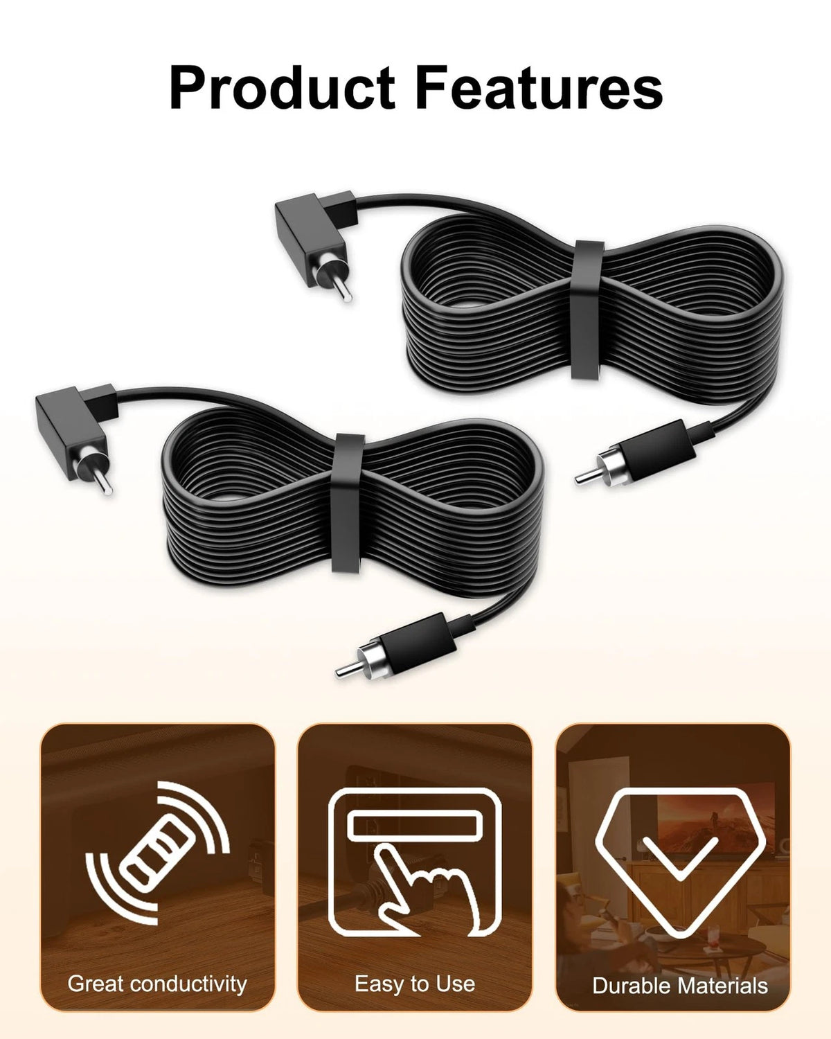 WUKUR 2Pcs Satellite Speaker Cable Compatible with Vizio V51 24.6 feet, Black