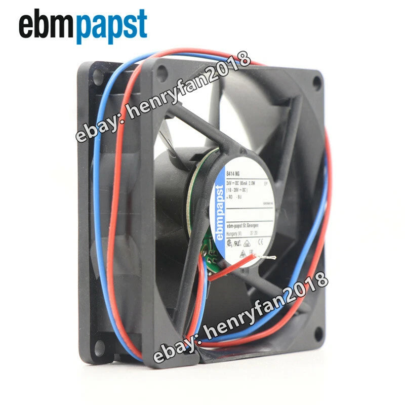 Ebmpapst 8414NG DC Axial Fan 24V 85mA 2.0W 80*80*25MM 2-Wires Papst Cooling Fan