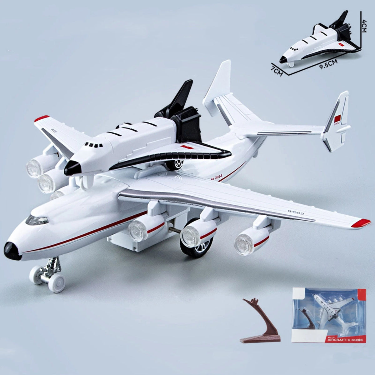 1/400 An225 Mriya Plane w/Buran Orbiter Model Sound Light Pull Back Gift,