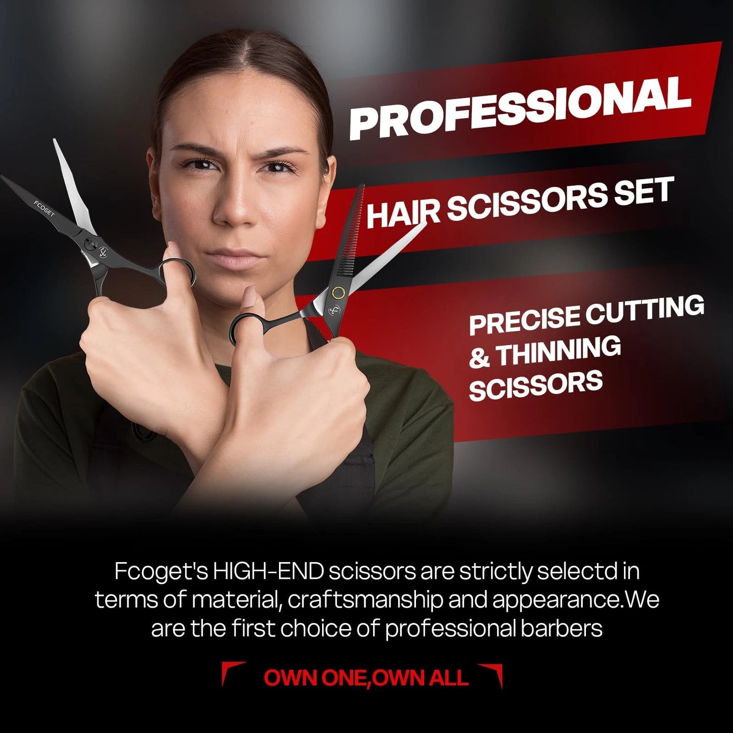 Professional Barber Hair Cutting Scissors Shears Right Hand - 6.8" HIGH-END...