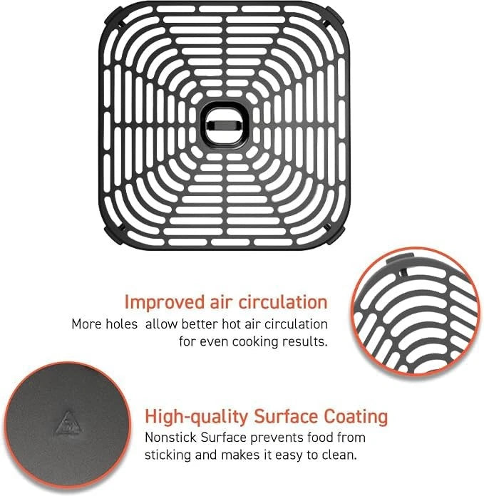 Cosori Crisper Tray for TurboBlaze DC601 Air Fryer, 8.9 inches, Dark Gray