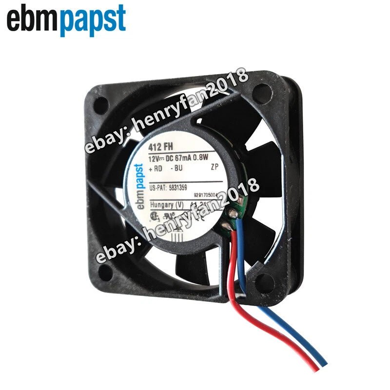 Ebmpapst 412FH Axial Fan 12VDC 67mA 0.8W 6000RPM 40*40*10mm Cooling Fan