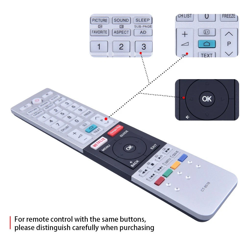 Replace Remote Control For Toshiba TV CT-8516