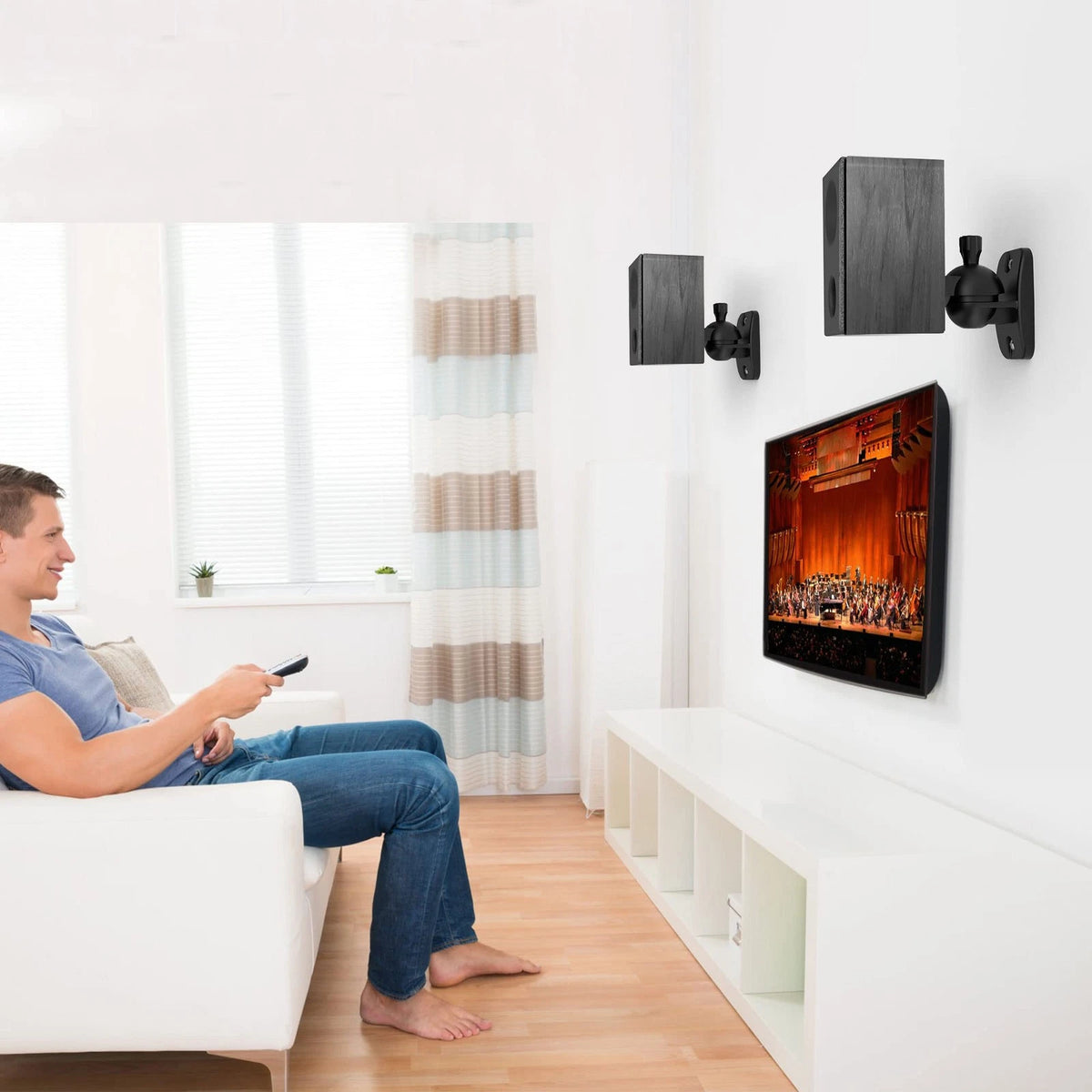 HomeMount Speaker Wall Mount Brackets - Surround & Adjustable, 2P-Black