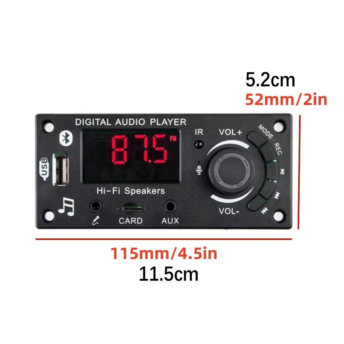 DC7-25V Car Bluetooth MP3 Amplifier Decoding Board 2*50W FM Audio Decoder+Remote