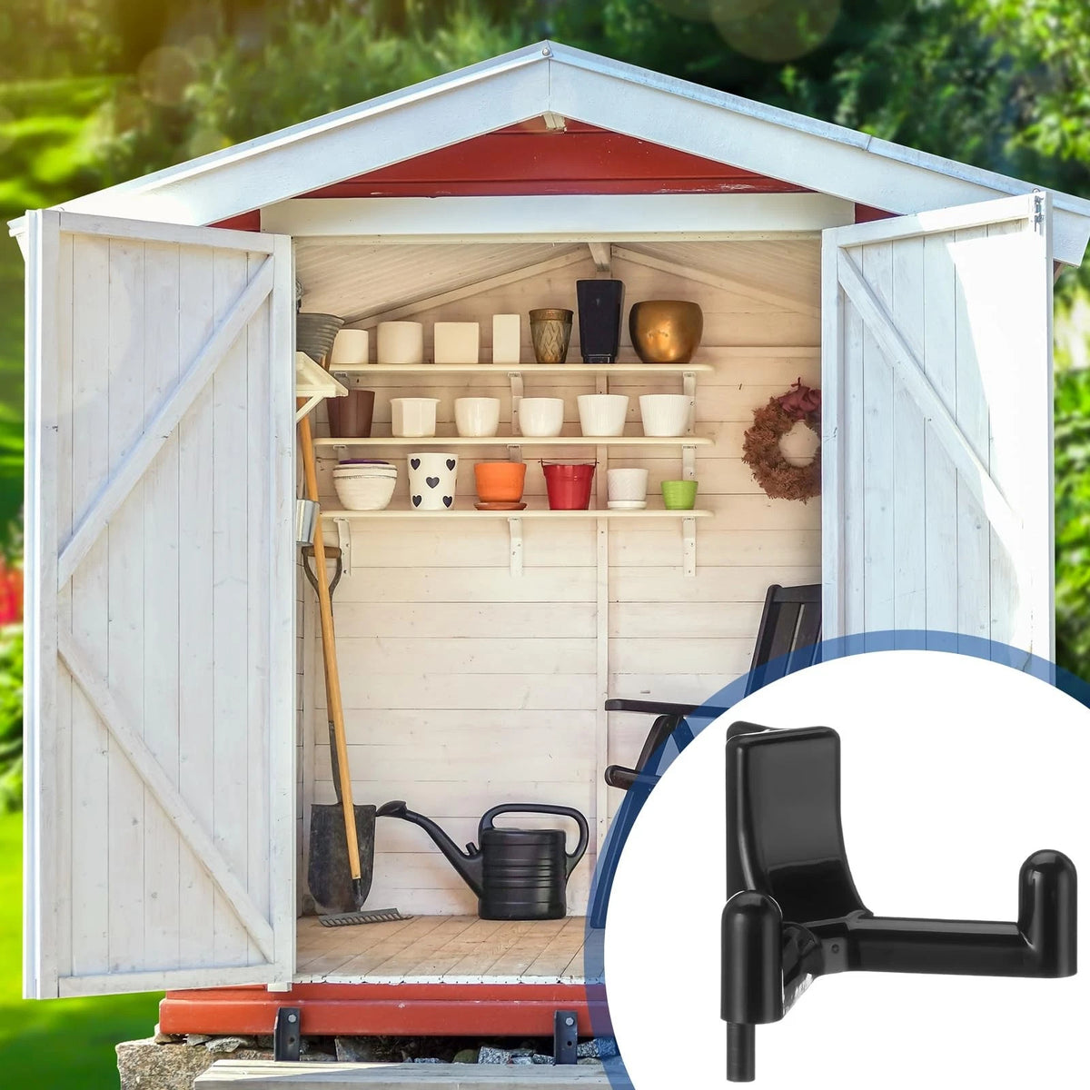 Geelin 8 Pcs Tool Hooks Compatible with Plastic Shed Hanger Wall Black