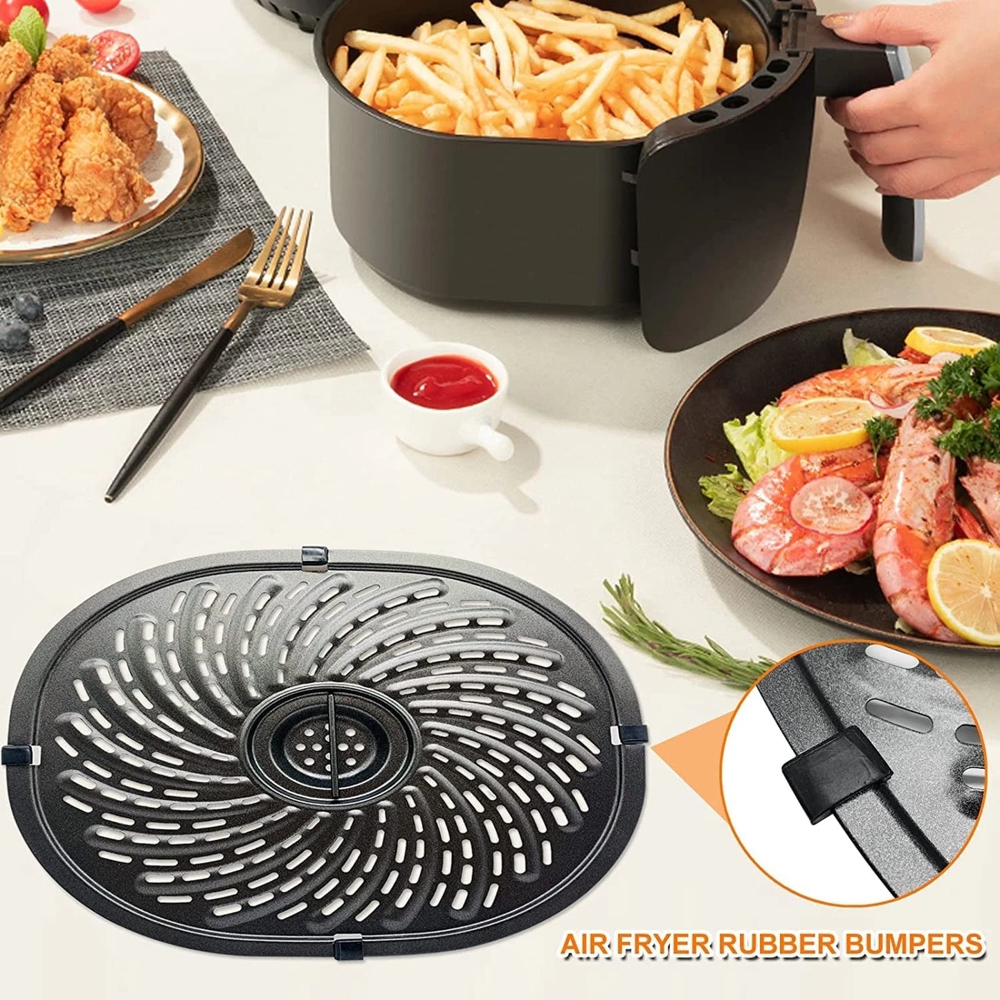 Air Fryer Grill Pan For Power XL Gowise 7QT,Nonstick Coating 7QT, Black