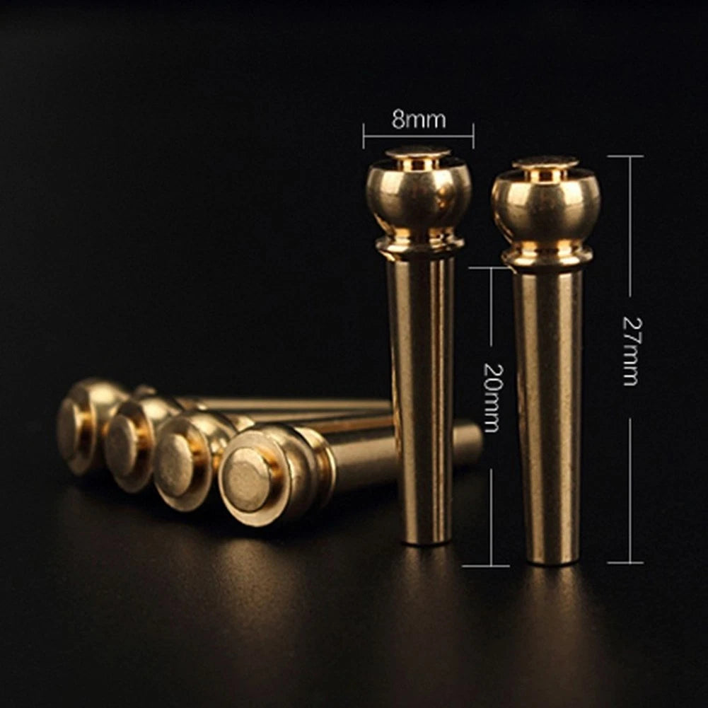 6 Pack Guitar Strings Fixed Brass Pins Bridge Nail Cone Parts For Folk Guitar