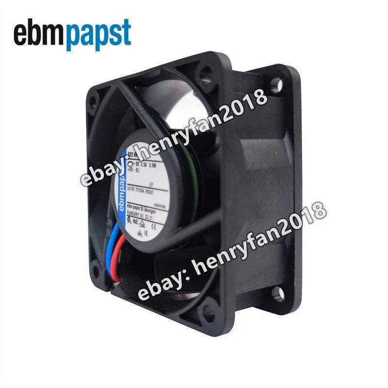 Ebmpapst 622HH DC Axial Fan 12V 3.5W 0.3A 60x60x25mm 56m3/h 2-wire Cooling Fan