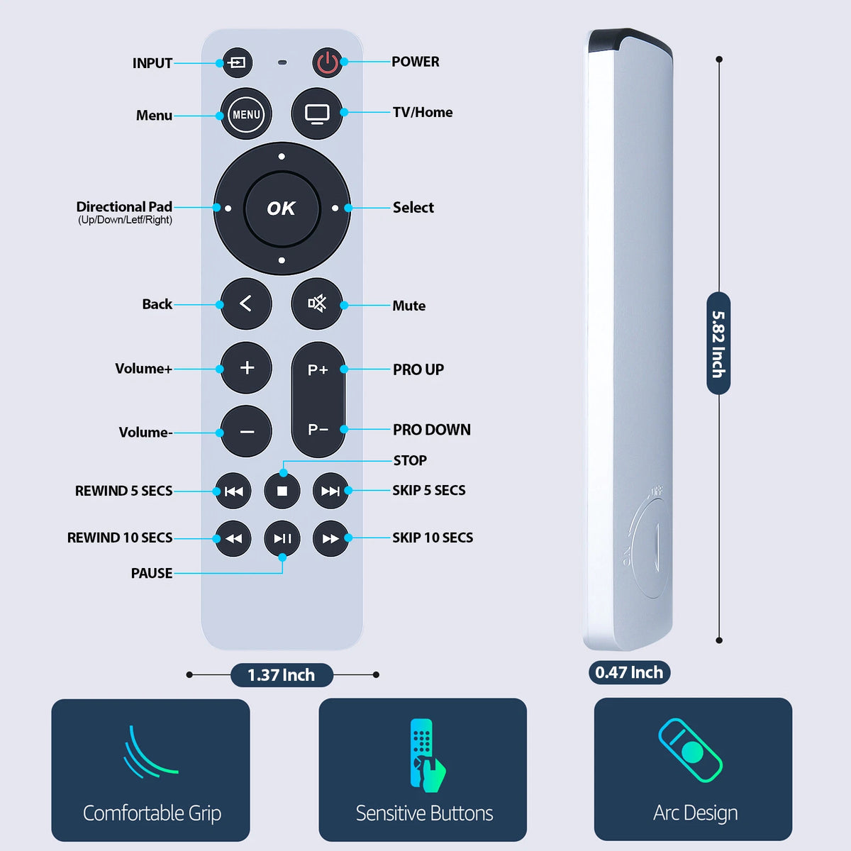 Remote Control For Apple TV 4K/ Gen 1 2 3 4/ HD A2169 A1842 A1625 A1427 A1469