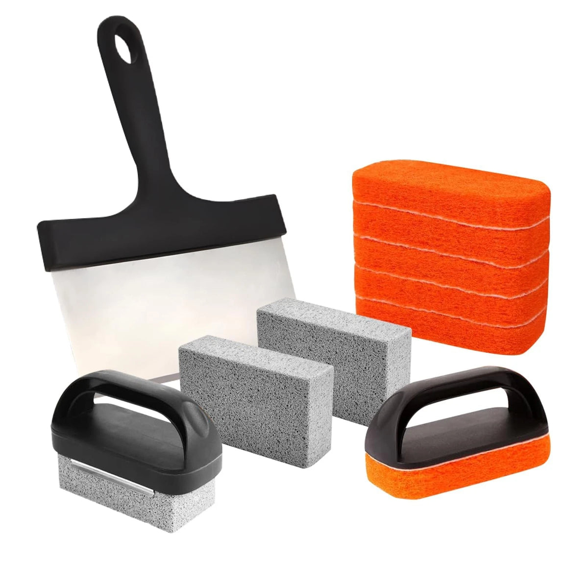 Griddle Cleaning Kit for Blackstone, Heavy-Duty Scraper & 12pcs Orange