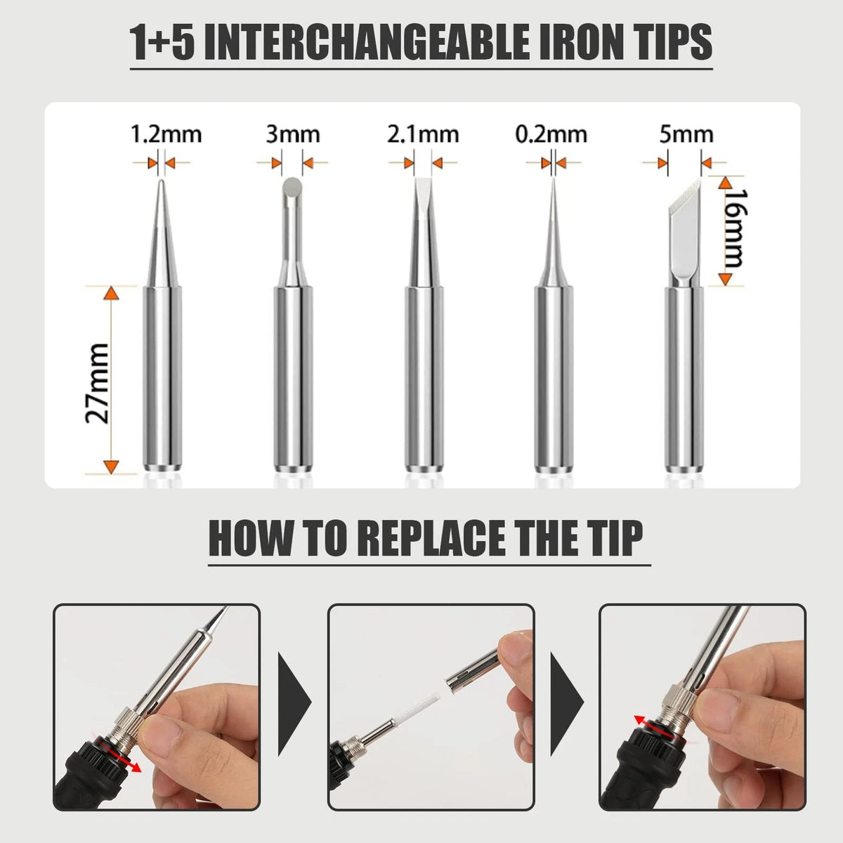 Soldering Iron Kit, 60W with 5pc Interchangeable 10 in 1