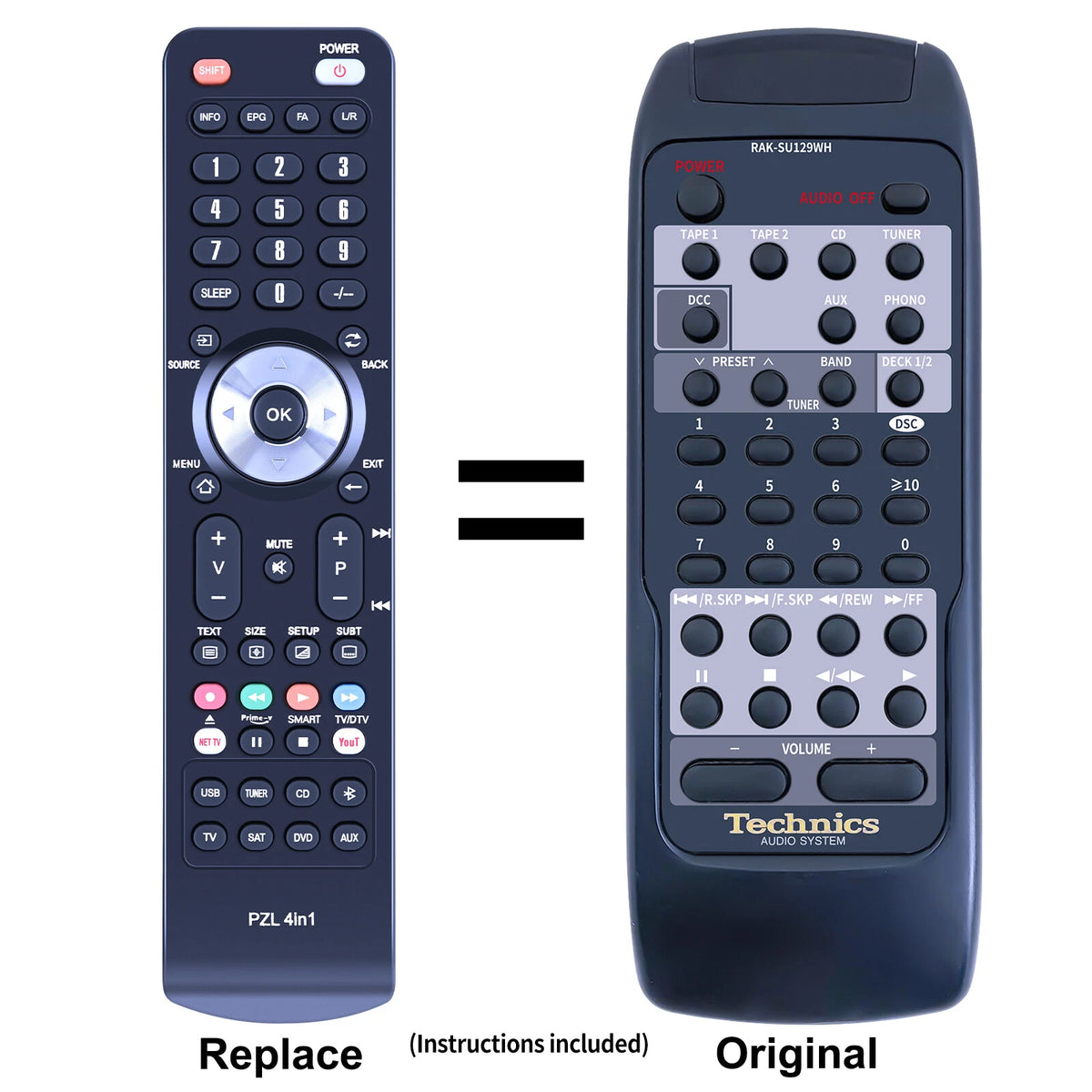 RAK-SU129WH For Technics Replacement Remote Control SUV500 SUC800-U ST-GT350